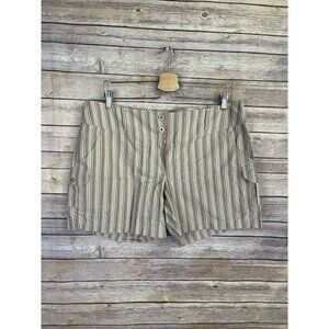 Axcess Womens 14 High Waisted Shorts Pin Striped Flat Front Cargo Pockets Beige
